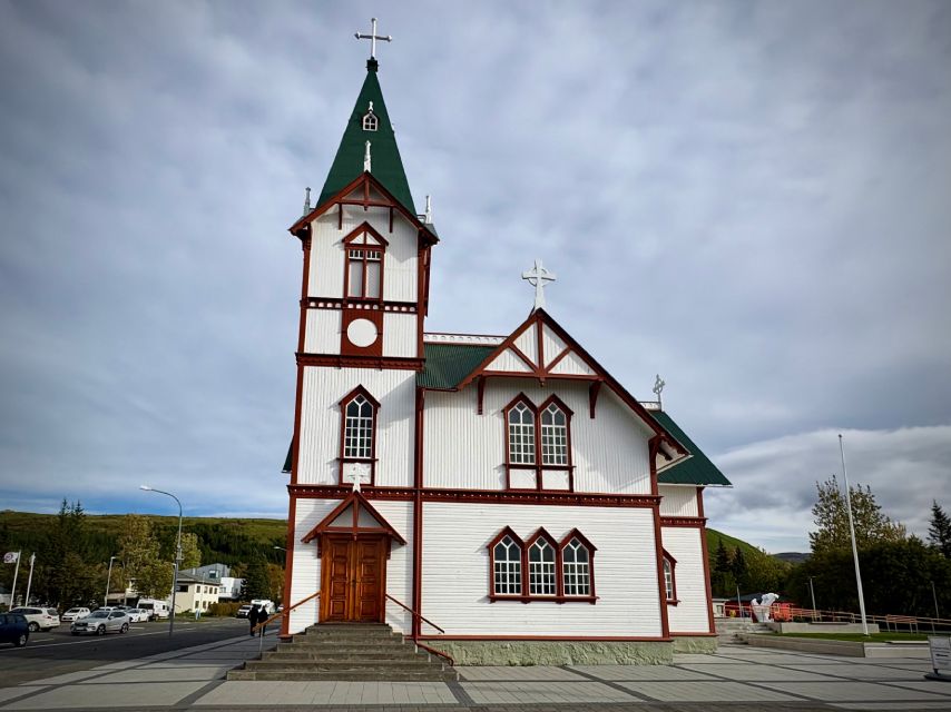 Church above Husavik Harbor